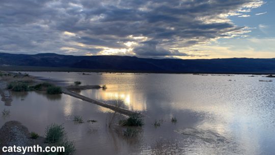 Sunset in the Panamint Valley after flash floods.