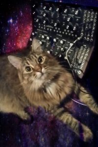 Loki with two Moog Mother-32 synthesizers