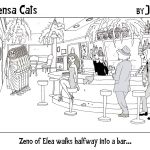 Mensa Cats, Zeno of Elea walks halfway into a bar