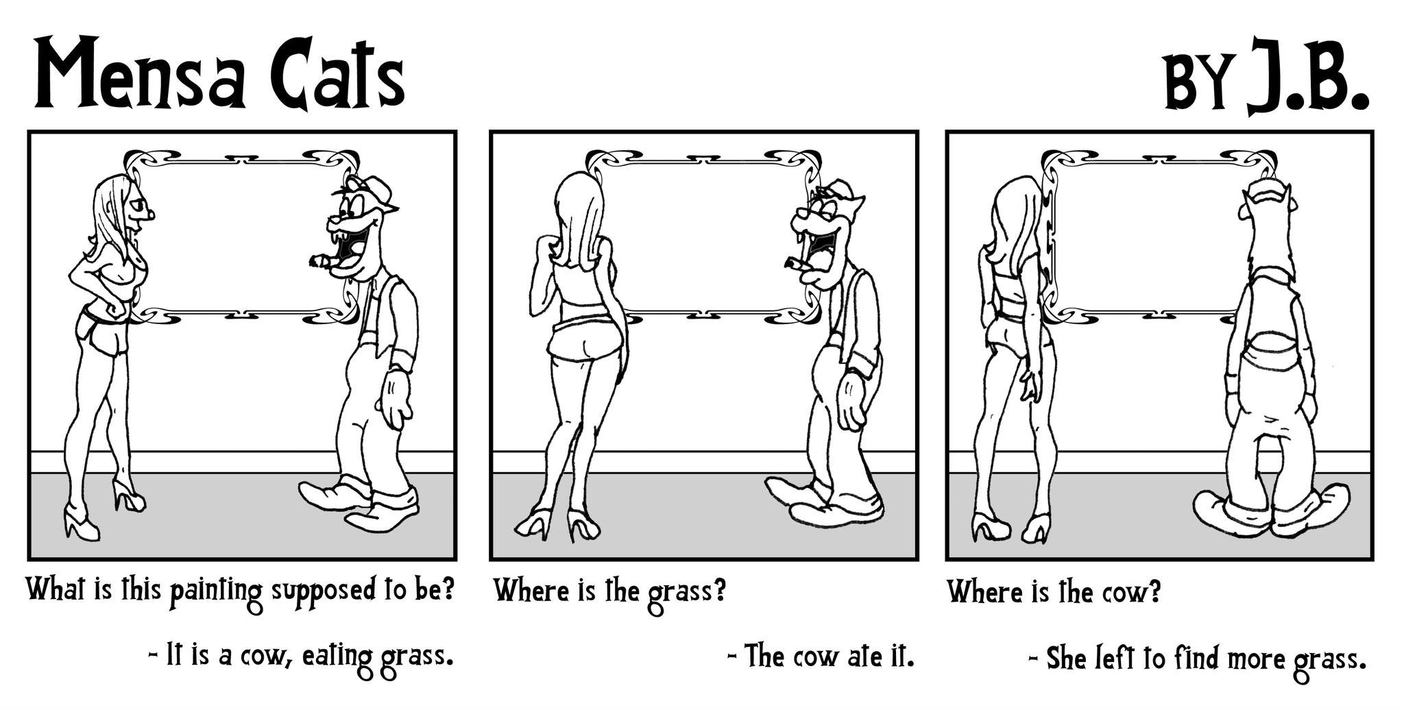 Mensa Cats: Cow Eating Grass